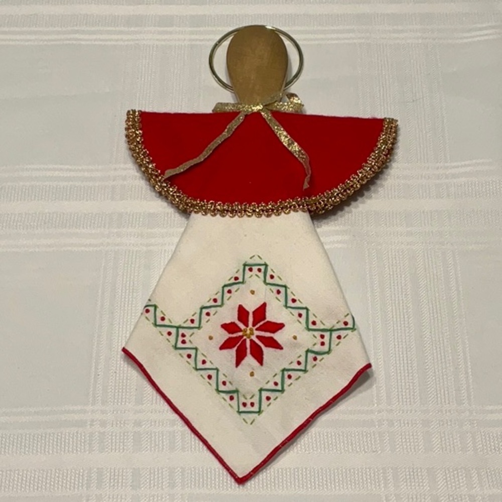 Hand Crafted Angel Wooden Spoon Embroidered Hanger​